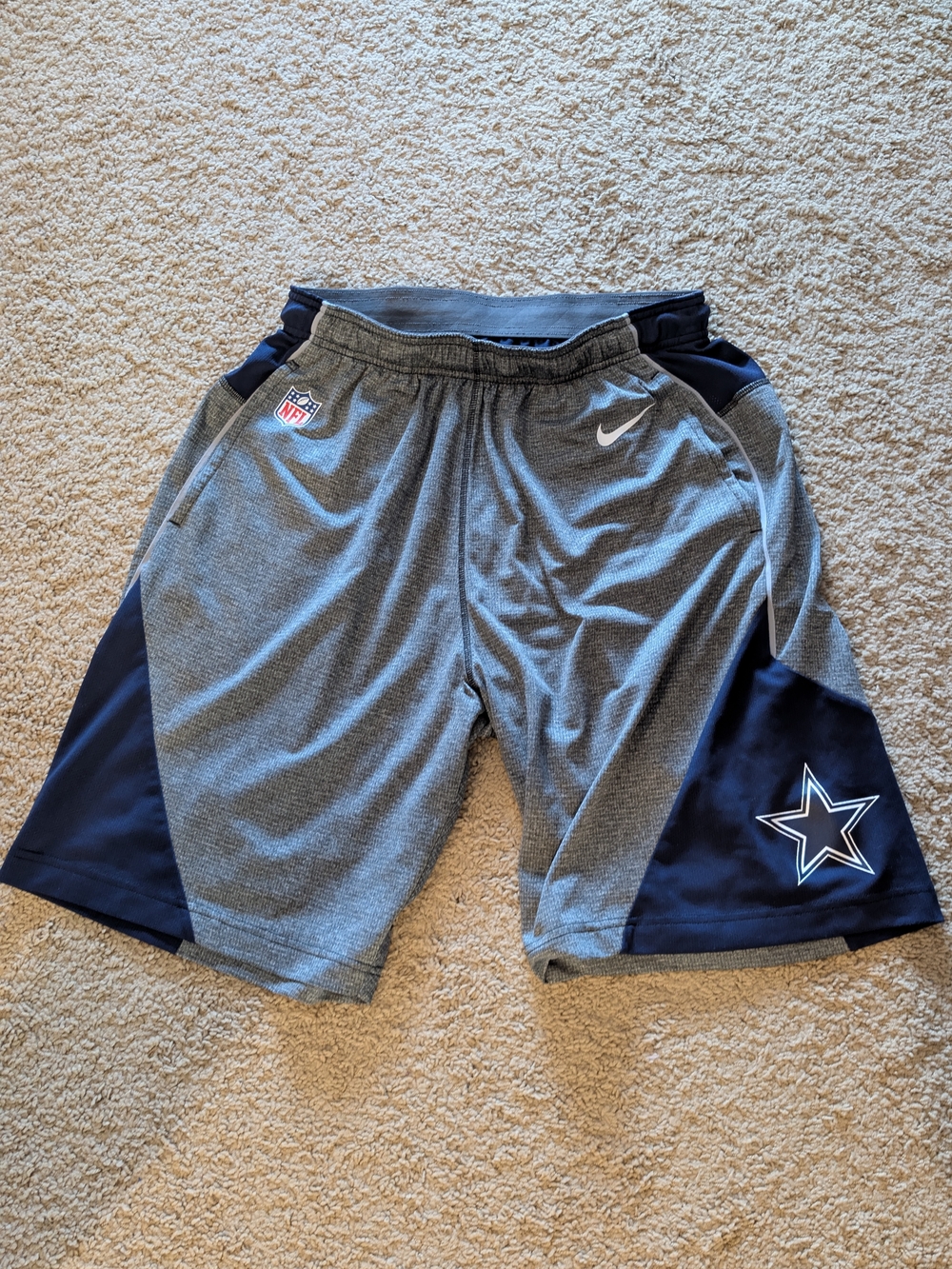 Nike Dri-Fit Gray & Navy Dallas Cowboys Athletic Shorts